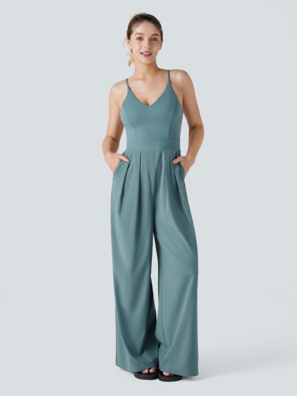 Halara Breezeful™ Backless Side Zipper Wide Leg Slip Jumpsuit